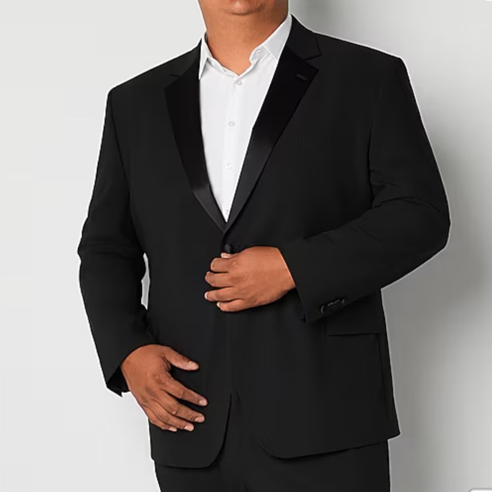 Men's J.Ferrar Black Satin Lapel Tuxedo Jacket - Classic Formal Blazer Sz 54R